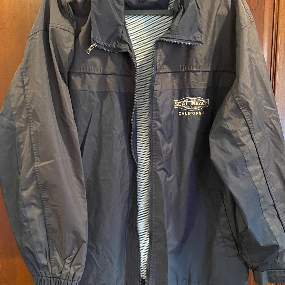 Vintage Pear Connection Windbreaker Jacket Lined Mens L Seal Beach Dark